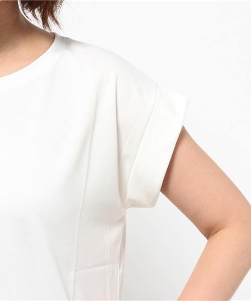 mystic（ミスティック）の「【mystic】レーヨンシンプルTシャツ（Tシャツ/カットソー・レディース・キャメル/オフホワイト/カーキ/ブラック・ﾌﾘ-）」の8枚目の写真