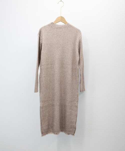 Miniministore(ミニミニストア)の「裾フリンジ付き リブニットワンピース秋冬(ワンピース・レディース・ローズ/ブラック/モカ/ベージュ・フリー)」の22枚目の写真