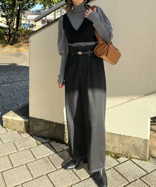 y/m by misato（イムバイミサト）の「シャギーニットビスチェ（ニット/セーター・レディース・ブラック/アイボリー/グレー・36）」の12枚目の写真