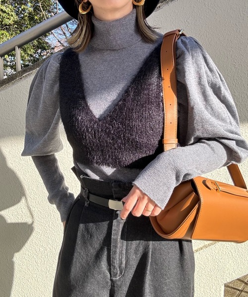 y/m by misato（イムバイミサト）の「シャギーニットビスチェ（ニット/セーター・レディース・ブラック/アイボリー/グレー・36）」の16枚目の写真