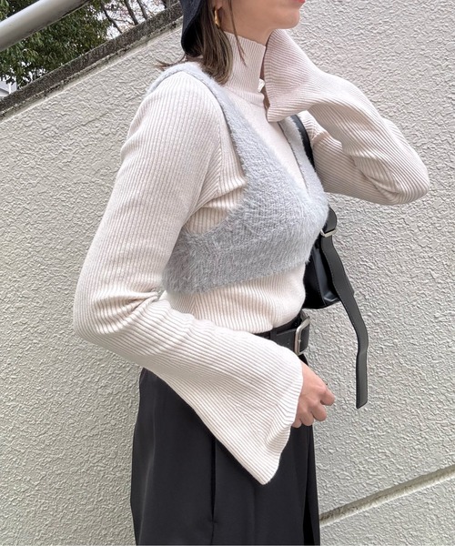 y/m by misato（イムバイミサト）の「シャギーニットビスチェ（ニット/セーター・レディース・ブラック/アイボリー/グレー・36）」の13枚目の写真