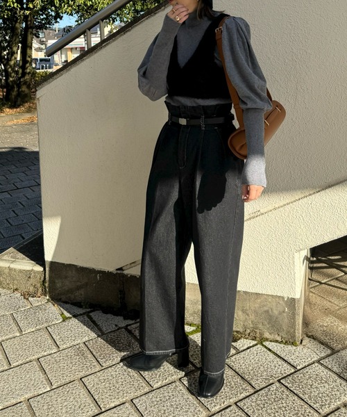 y/m by misato（イムバイミサト）の「シャギーニットビスチェ（ニット/セーター・レディース・ブラック/アイボリー/グレー・36）」の8枚目の写真