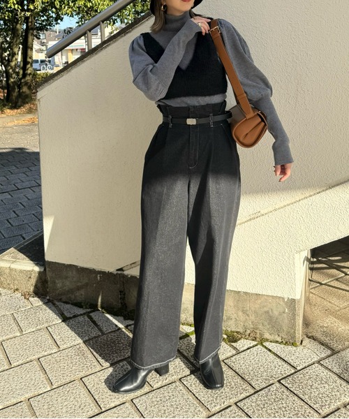 y/m by misato（イムバイミサト）の「シャギーニットビスチェ（ニット/セーター・レディース・ブラック/アイボリー/グレー・36）」の10枚目の写真