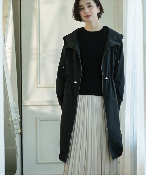 OPAQUE.CLIP（オペークドットクリップ）の「◆ドロストフーディロングアウター【洗濯機洗い可】（その他アウター・レディース・ブラック/ライトベージュ・36/38/40/42）」の6枚目の写真