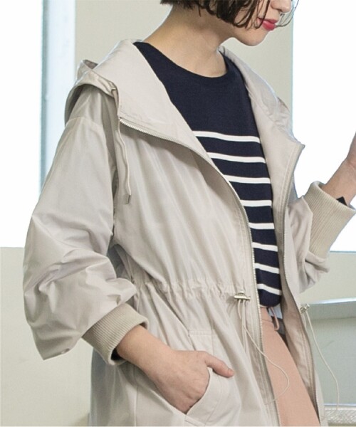 OPAQUE.CLIP（オペークドットクリップ）の「◆ドロストフーディロングアウター【洗濯機洗い可】（その他アウター・レディース・ブラック/ライトベージュ・36/38/40/42）」の5枚目の写真