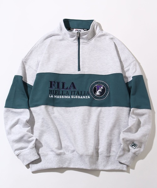 FILA(フィラ)の「【FILA/フィラ】ライン切り替え ヴィンテージロゴ ハーフジップ プルオーバー(スウェット・メンズ・ネイビー/グリーン/アッシュグレー・LL/L/M)」の1枚目の写真