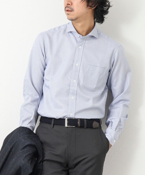 NOLLEY'S goodman（ノーリーズグッドマン）の「《ビジカジ対応》ワイドカラー セミドレスシャツ（シャツ/ブラウス・メンズ・インディゴブルー/ホワイト系その他・S/M/XL/L）」の2枚目の写真