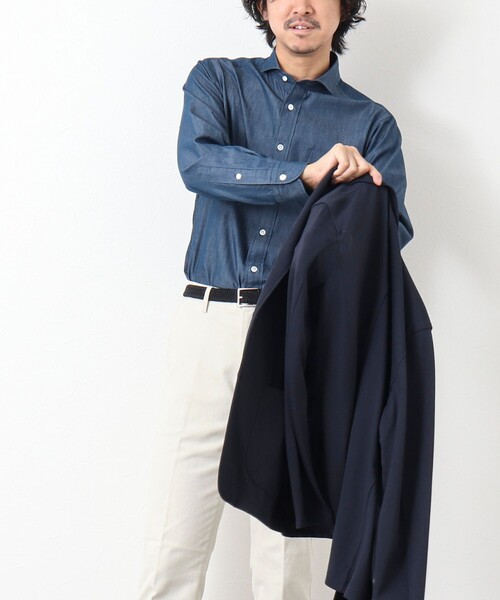 NOLLEY'S goodman（ノーリーズグッドマン）の「《ビジカジ対応》ワイドカラー セミドレスシャツ（シャツ/ブラウス・メンズ・インディゴブルー/ホワイト系その他・S/M/XL/L）」の11枚目の写真