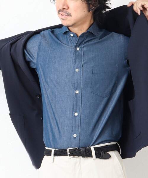 NOLLEY'S goodman（ノーリーズグッドマン）の「《ビジカジ対応》ワイドカラー セミドレスシャツ（シャツ/ブラウス・メンズ・インディゴブルー/ホワイト系その他・S/M/XL/L）」の12枚目の写真