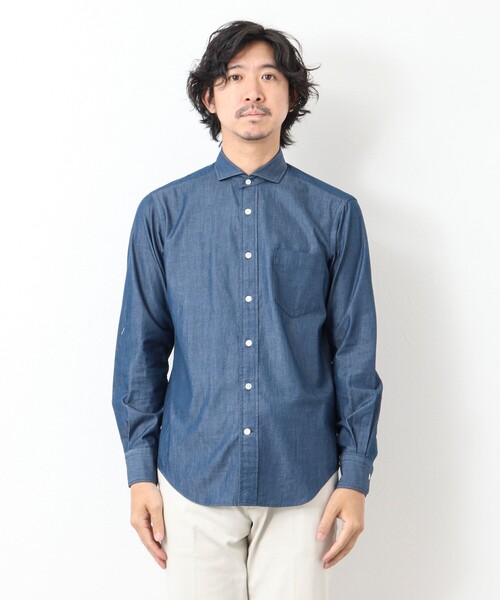 NOLLEY'S goodman（ノーリーズグッドマン）の「《ビジカジ対応》ワイドカラー セミドレスシャツ（シャツ/ブラウス・メンズ・インディゴブルー/ホワイト系その他・S/M/XL/L）」の22枚目の写真