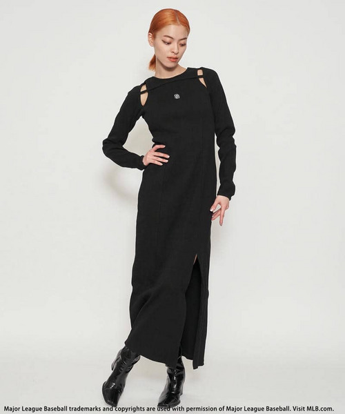 BACK TO THE FIELD（バック トゥー ザ フィールド）の「【MLB】アームカッティングスリットロングワンピース（ワンピース・レディース・ブラック/グレー/ブルー・FREE）」の8枚目の写真