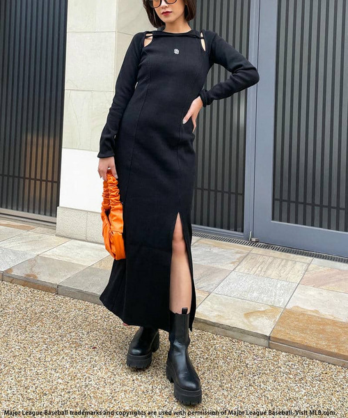BACK TO THE FIELD（バック トゥー ザ フィールド）の「【MLB】アームカッティングスリットロングワンピース（ワンピース・レディース・ブラック/グレー/ブルー・FREE）」の9枚目の写真