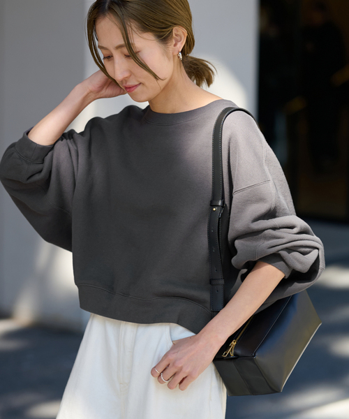FRAMeWORK(フレームワーク)の「フォルムショートSWEATプルオーバー(スウェット・レディース・ホワイト/ライトグリーン/スミクロ・FREE)」の12枚目の写真