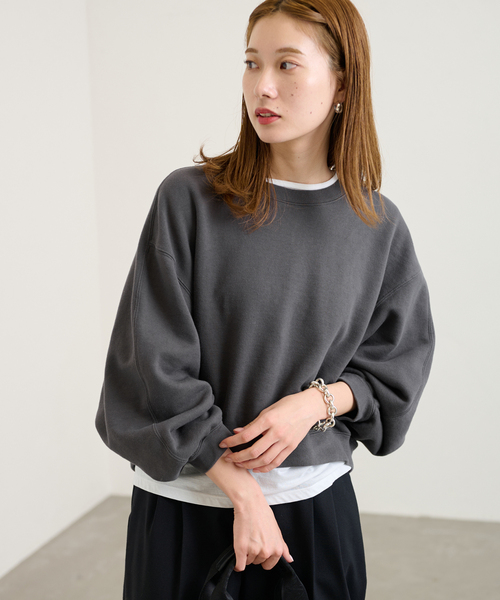 FRAMeWORK(フレームワーク)の「フォルムショートSWEATプルオーバー(スウェット・レディース・ホワイト/ライトグリーン/スミクロ・FREE)」の19枚目の写真