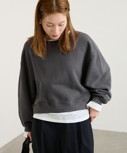 FRAMeWORK(フレームワーク)の「フォルムショートSWEATプルオーバー(スウェット・レディース・ホワイト/ライトグリーン/スミクロ・FREE)」の20枚目の写真