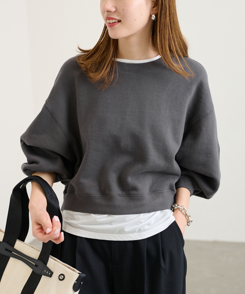 FRAMeWORK(フレームワーク)の「フォルムショートSWEATプルオーバー(スウェット・レディース・ホワイト/ライトグリーン/スミクロ・FREE)」の21枚目の写真