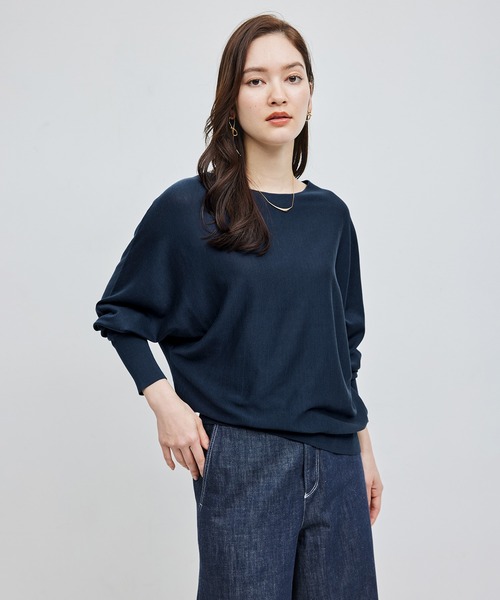 ROPE'(ロペ)の「シルクコットン ドルマンスリーブ プルオーバー(ニット/セーター・レディース・イエロー/パープル/ネイビー/オフホワイト・FREE)」の2枚目の写真