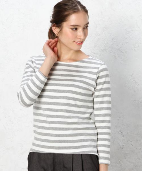 green label relaxing（グリーンレーベルリラクシング）の「STD GLR BOR プルオーバー カットソー◆（Tシャツ/カットソー・レディース・ブラック/ライトグレー/ネイビー・40/38）」の3枚目の写真