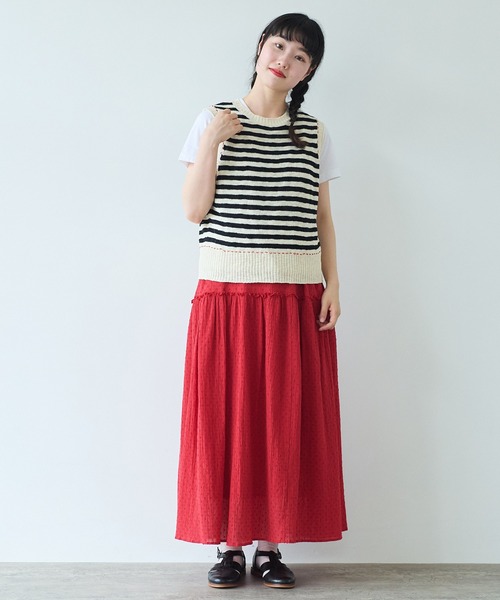 値下げ〻美品 〻bulledesavonビュルデサボン ニットベスト アイボリー bulle de savon（ビュルデサボン）の「SLUB COTTON クルーベスト