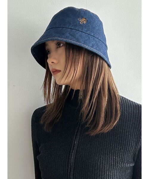 EMODA（エモダ）の「STITCH DENIM BUCKET HAT（ハット・レディース・ブラック/インディゴブルー・FREE）」の11枚目の写真
