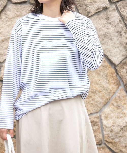 FORK&SPOON（フォークアンドスプーン）の「FORK&SPOON　ボーダーロングスリーブTシャツ（Tシャツ/カットソー・レディース・ブラック系その他/ブルー系その他/ホワイト系その他・1/2）」の5枚目の写真