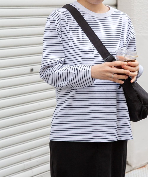 FORK&SPOON（フォークアンドスプーン）の「FORK&SPOON　ボーダーロングスリーブTシャツ（Tシャツ/カットソー・レディース・ブラック系その他/ブルー系その他/ホワイト系その他・1/2）」の12枚目の写真