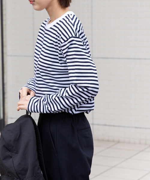 FORK&SPOON（フォークアンドスプーン）の「FORK&SPOON　ボーダーロングスリーブTシャツ（Tシャツ/カットソー・レディース・ブラック系その他/ブルー系その他/ホワイト系その他・1/2）」の22枚目の写真