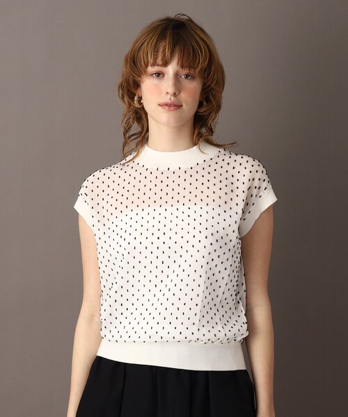 DRESSTERIOR(ドレステリア)の「◆【洗える/大人フェミニン】ドットジャカードプルオーバー(Tシャツ/カットソー・レディース・ブラック/オフホワイト・34/36/38)」の1枚目の写真