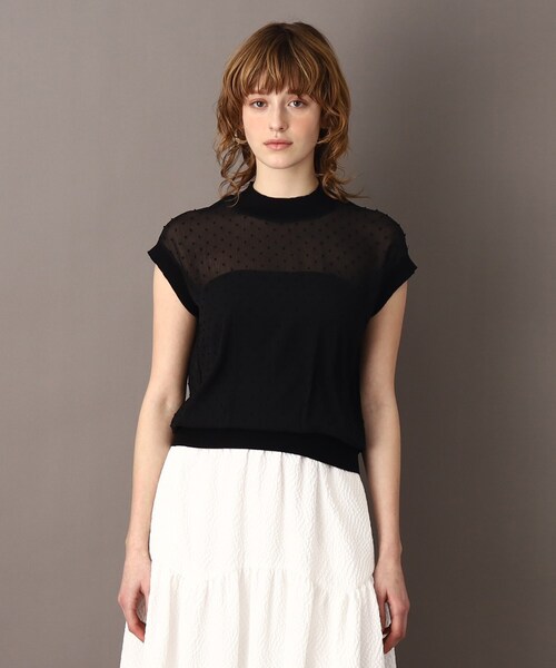 DRESSTERIOR(ドレステリア)の「◆【洗える/大人フェミニン】ドットジャカードプルオーバー(Tシャツ/カットソー・レディース・ブラック/オフホワイト・34/36/38)」の2枚目の写真