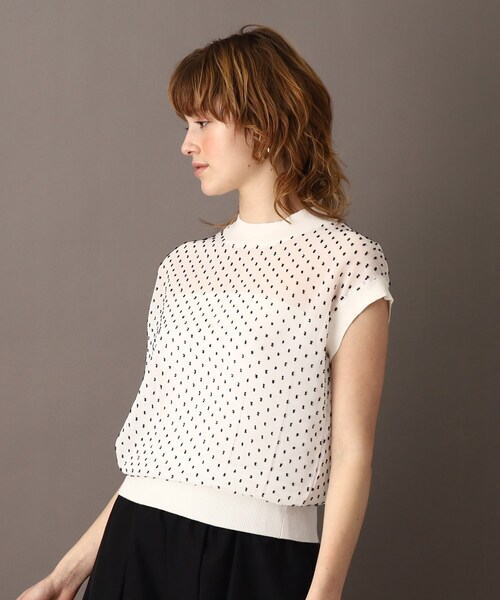DRESSTERIOR(ドレステリア)の「◆【洗える/大人フェミニン】ドットジャカードプルオーバー(Tシャツ/カットソー・レディース・ブラック/オフホワイト・34/36/38)」の7枚目の写真