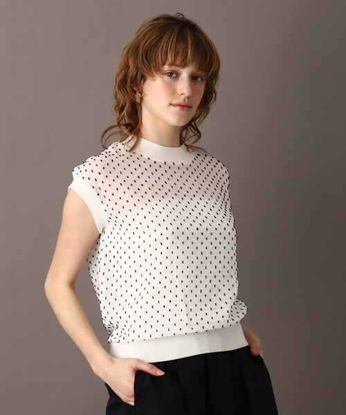 DRESSTERIOR(ドレステリア)の「◆【洗える/大人フェミニン】ドットジャカードプルオーバー(Tシャツ/カットソー・レディース・ブラック/オフホワイト・34/36/38)」の8枚目の写真