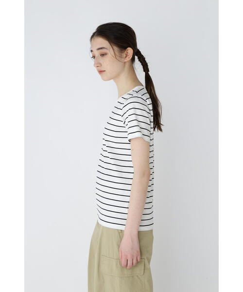 human woman(ヒューマンウーマン)の「◆オーガニック綿天竺半袖ボーダーTシャツ(Tシャツ/カットソー・レディース・ダークインディゴブルー・LARGE/MEDIUM)」の11枚目の写真