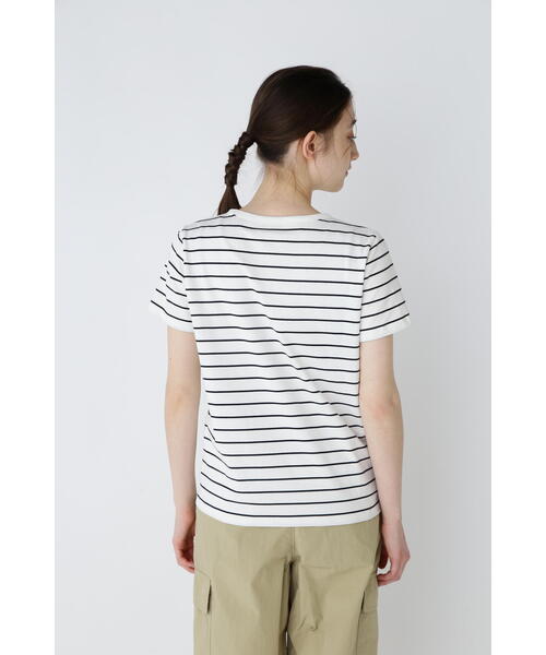 human woman(ヒューマンウーマン)の「◆オーガニック綿天竺半袖ボーダーTシャツ(Tシャツ/カットソー・レディース・ダークインディゴブルー・LARGE/MEDIUM)」の12枚目の写真
