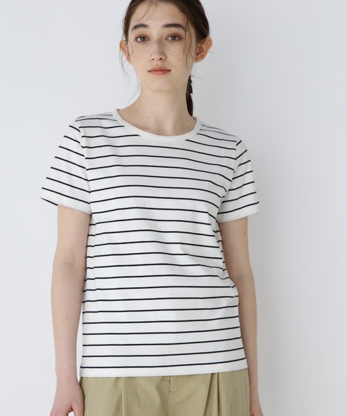 tシャツ 半袖Ｔシャツボーダーオーガニック綿天竺 レディース ◇オーガニック綿天竺半袖ボーダーTシャツ（Tシャツ/カットソー