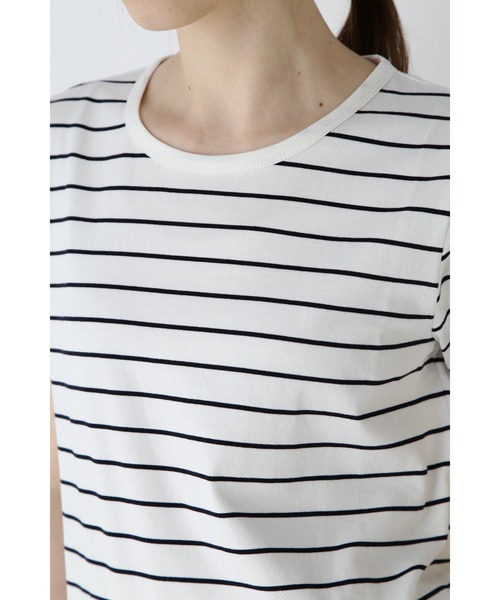 human woman(ヒューマンウーマン)の「◆オーガニック綿天竺半袖ボーダーTシャツ(Tシャツ/カットソー・レディース・ダークインディゴブルー・LARGE/MEDIUM)」の7枚目の写真