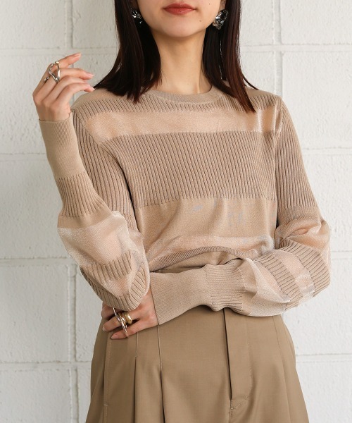 CIEL'AIR（シエルエアー）の「IRREGULAR SHEER TOPS（Tシャツ/カットソー・レディース・ブラック/ベージュ/グリーン・FREE）」の2枚目の写真