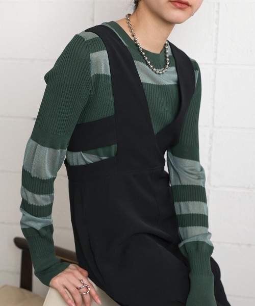 CIEL'AIR（シエルエアー）の「IRREGULAR SHEER TOPS（Tシャツ/カットソー・レディース・ブラック/ベージュ/グリーン・FREE）」の3枚目の写真