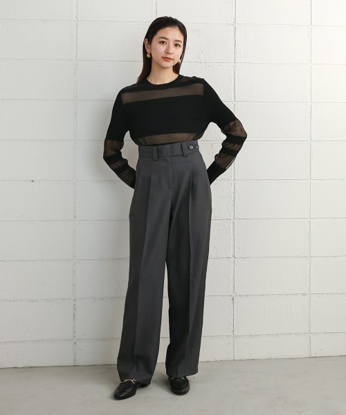 CIEL'AIR（シエルエアー）の「IRREGULAR SHEER TOPS（Tシャツ/カットソー・レディース・ブラック/ベージュ/グリーン・FREE）」の7枚目の写真