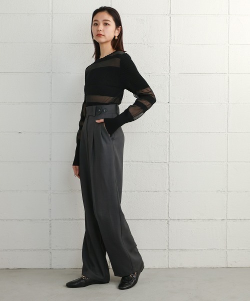 CIEL'AIR（シエルエアー）の「IRREGULAR SHEER TOPS（Tシャツ/カットソー・レディース・ブラック/ベージュ/グリーン・FREE）」の8枚目の写真