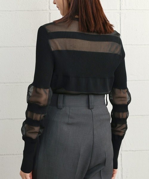 CIEL'AIR（シエルエアー）の「IRREGULAR SHEER TOPS（Tシャツ/カットソー・レディース・ブラック/ベージュ/グリーン・FREE）」の10枚目の写真