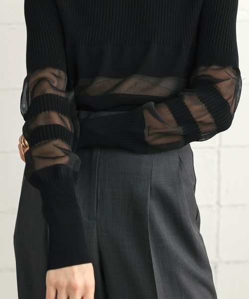 CIEL'AIR（シエルエアー）の「IRREGULAR SHEER TOPS（Tシャツ/カットソー・レディース・ブラック/ベージュ/グリーン・FREE）」の12枚目の写真