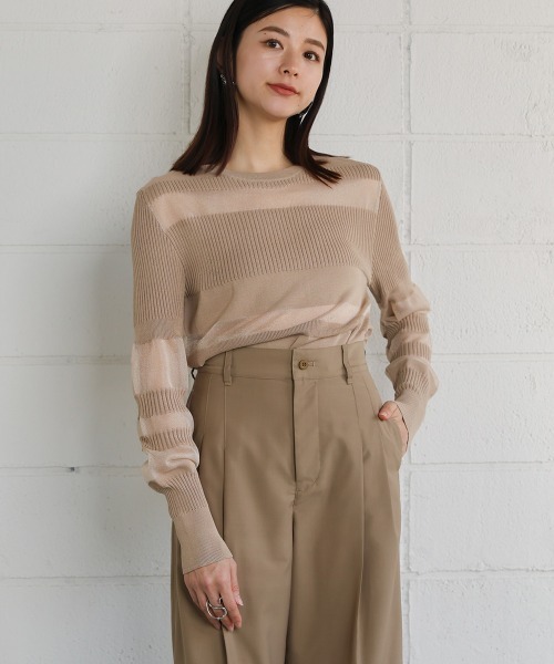 CIEL'AIR（シエルエアー）の「IRREGULAR SHEER TOPS（Tシャツ/カットソー・レディース・ブラック/ベージュ/グリーン・FREE）」の14枚目の写真