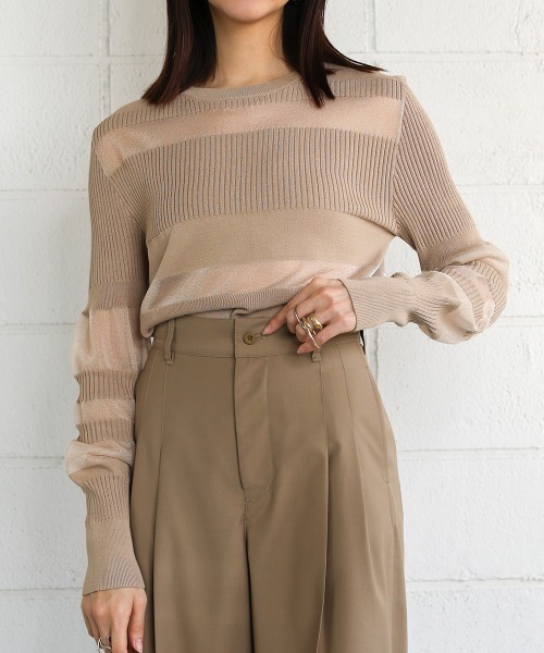 CIEL'AIR（シエルエアー）の「IRREGULAR SHEER TOPS（Tシャツ/カットソー・レディース・ブラック/ベージュ/グリーン・FREE）」の15枚目の写真