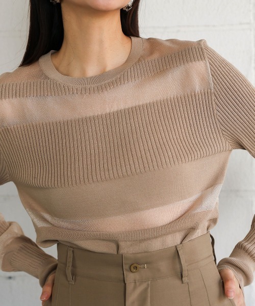 CIEL'AIR（シエルエアー）の「IRREGULAR SHEER TOPS（Tシャツ/カットソー・レディース・ブラック/ベージュ/グリーン・FREE）」の17枚目の写真