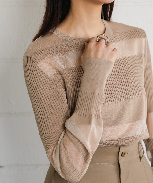 CIEL'AIR（シエルエアー）の「IRREGULAR SHEER TOPS（Tシャツ/カットソー・レディース・ブラック/ベージュ/グリーン・FREE）」の18枚目の写真