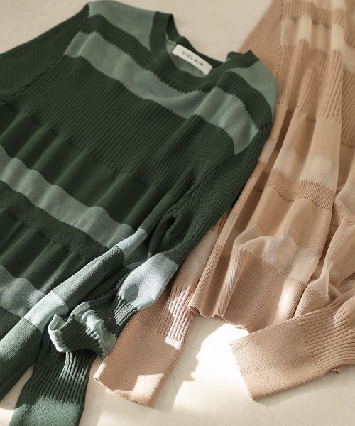 CIEL'AIR（シエルエアー）の「IRREGULAR SHEER TOPS（Tシャツ/カットソー・レディース・ブラック/ベージュ/グリーン・FREE）」の21枚目の写真