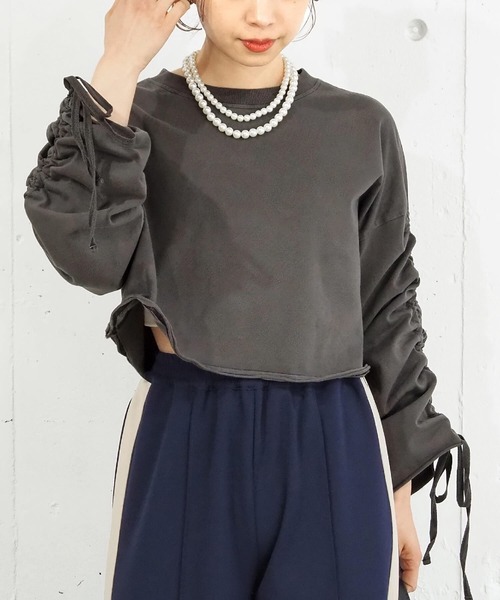 tiptop(ティップトップ)の「袖ドロストショート丈プルオーバー(Tシャツ/カットソー・レディース・チャコールグレー/アイボリー/グリーン/ピンク・FREE)」の20枚目の写真