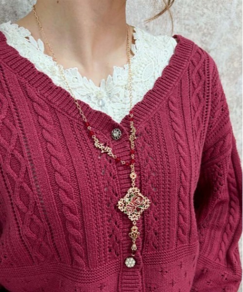 axes femme（アクシーズファム）の「チャイナ風装飾薔薇ネックレス（ネックレス・レディース・シルバー/ゴールド・FREE）」の2枚目の写真