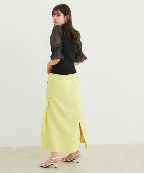 VIS（ビス）の「袖オーガンジーキャンディスリーブスクエアネックニット（ニット/セーター・レディース・ブラック/ピンク/キナリ・FREE）」の17枚目の写真