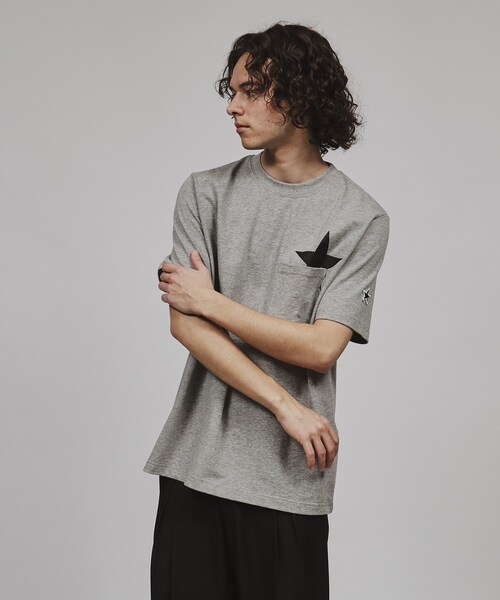 tk.TAKEO KIKUCHI（ティーケータケオキクチ）の「◆スタープリント半袖Tシャツ（Tシャツ/カットソー・メンズ・ホワイト/ライトブルー/ブラック/モスグリーン/ブルー/ブルー系その他/グレー系4・03/04/02/01）」の4枚目の写真